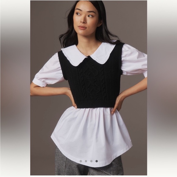 Anthropologie Tops - Maeve Peter Pan Collar Twofer Sweater Top